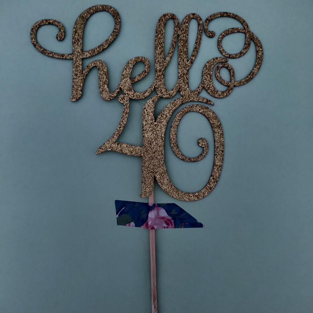 Sparkling Gold 'Hello 40' Cake Topper